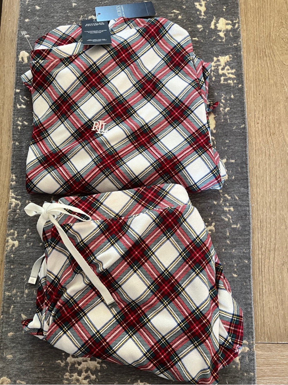 Ralph Lauren Red White Plaid Cotton Pajama Set